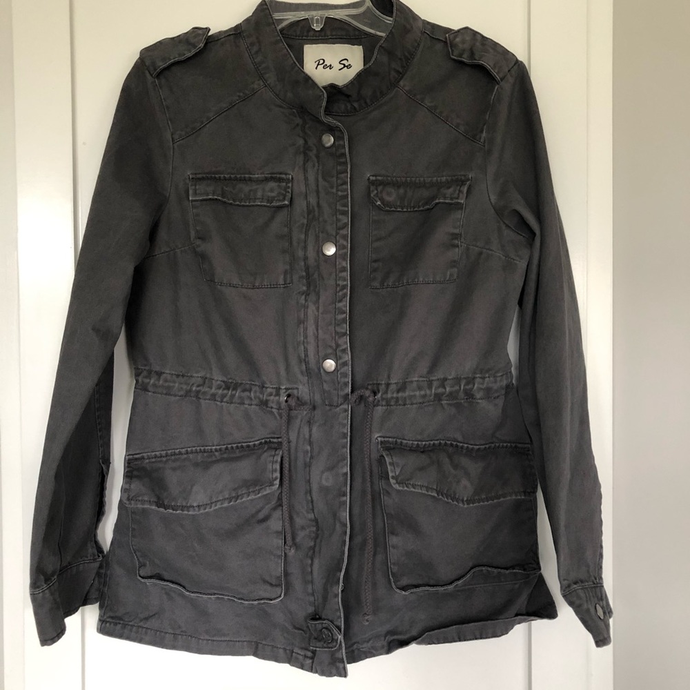Per Se Gray Utility Jacket Size Medium